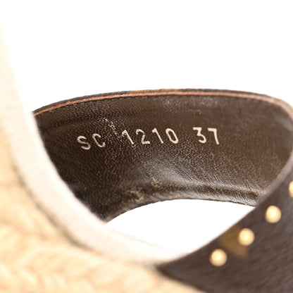 Louis Vuitton Canvas Patent Monogram Coastline Wedge Sandals 37 Beige 8 of 13