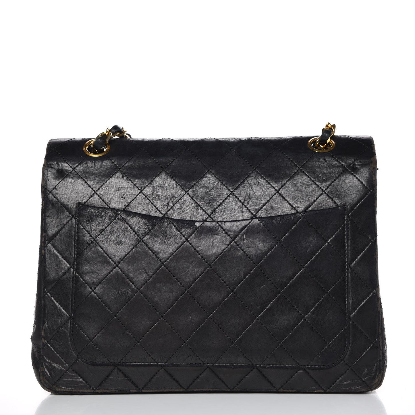 Lambskin Quilted Medium Double Flap Black