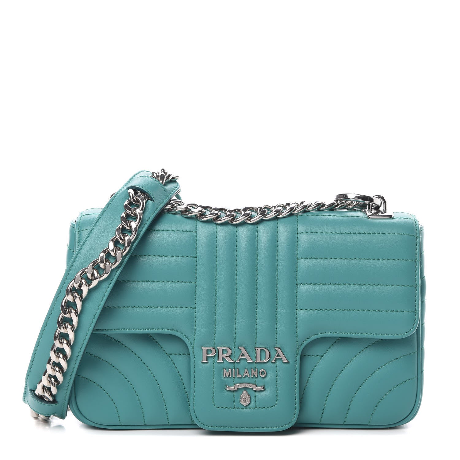 Prada Soft Calfskin Impunture Diagramme Small Chain Flap Shoulder Bag Giada 1 of 10