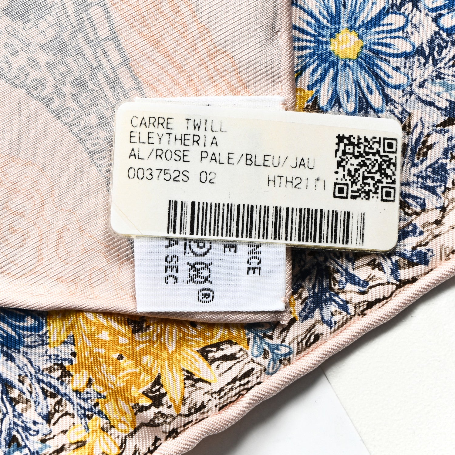 Hermes Silk Eleftheria Scarf 90 Rose Pale Bleu Jaune 3 of 4
