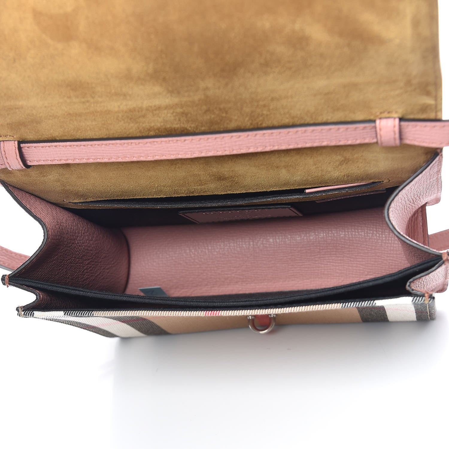 Burberry Derby Calfskin House Check Small Macken Crossbody Bag Dusty Rose 7 of 10