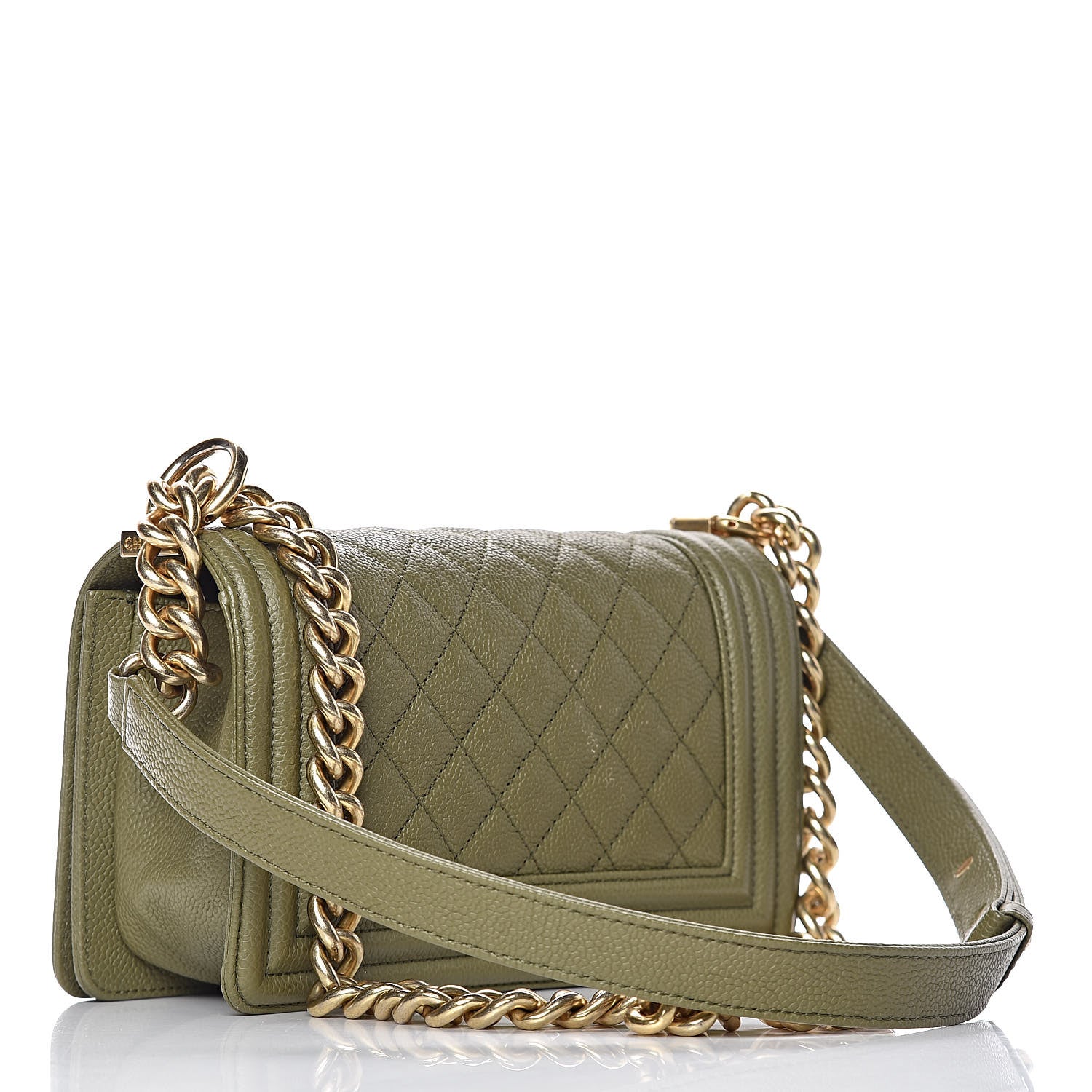 Chanel Caviar Quilted Small Boy Flap Khaki 3 of 18