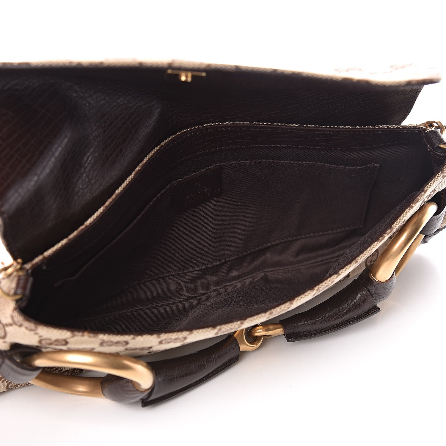 Gucci Monogram Horsebit Clutch Dark Brown 5 of 11