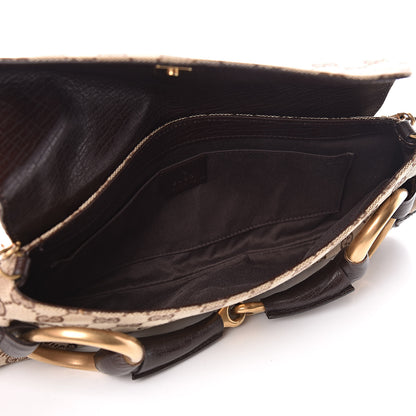 Gucci Monogram Horsebit Clutch Dark Brown 5 of 11
