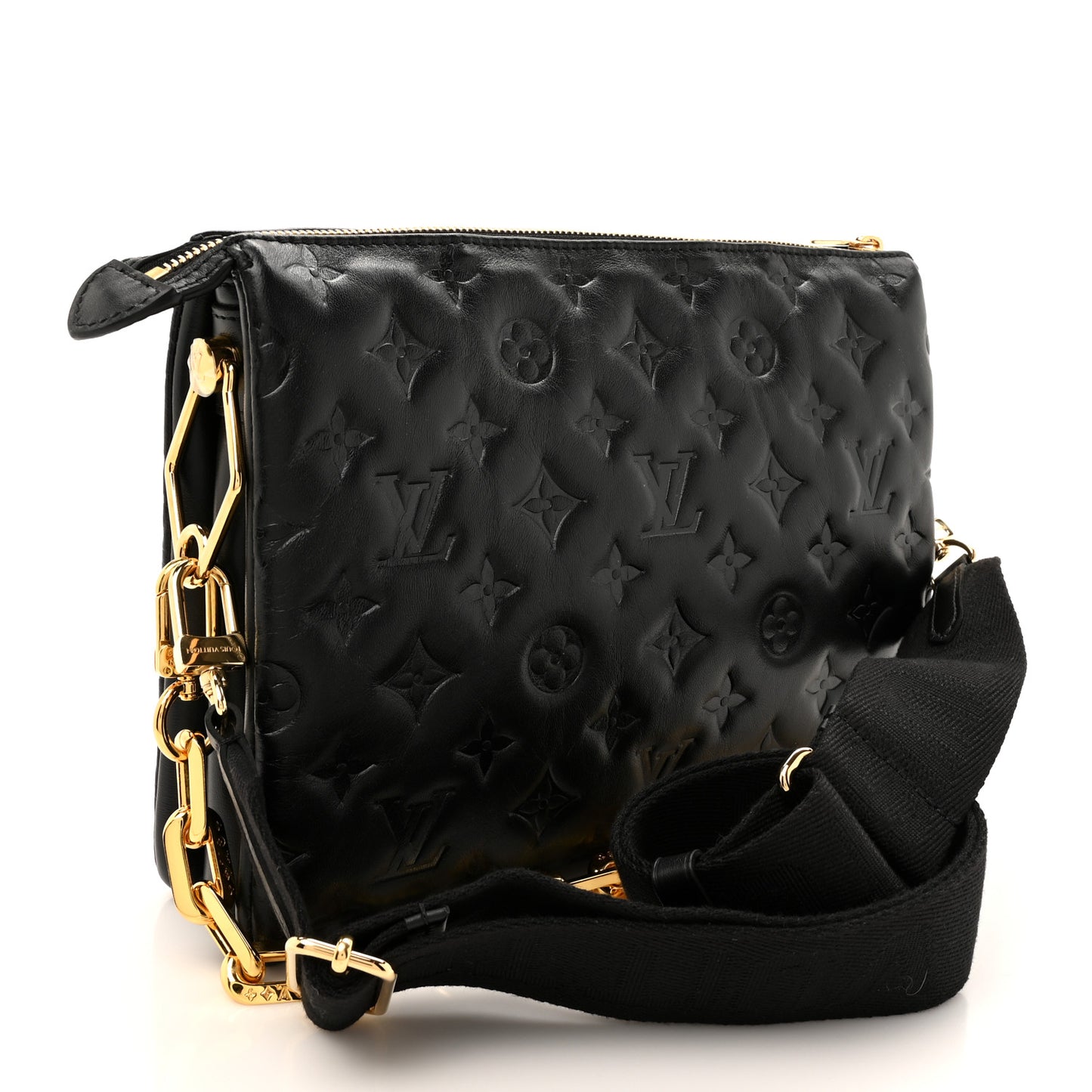 Lambskin Embossed Monogram Coussin PM Black