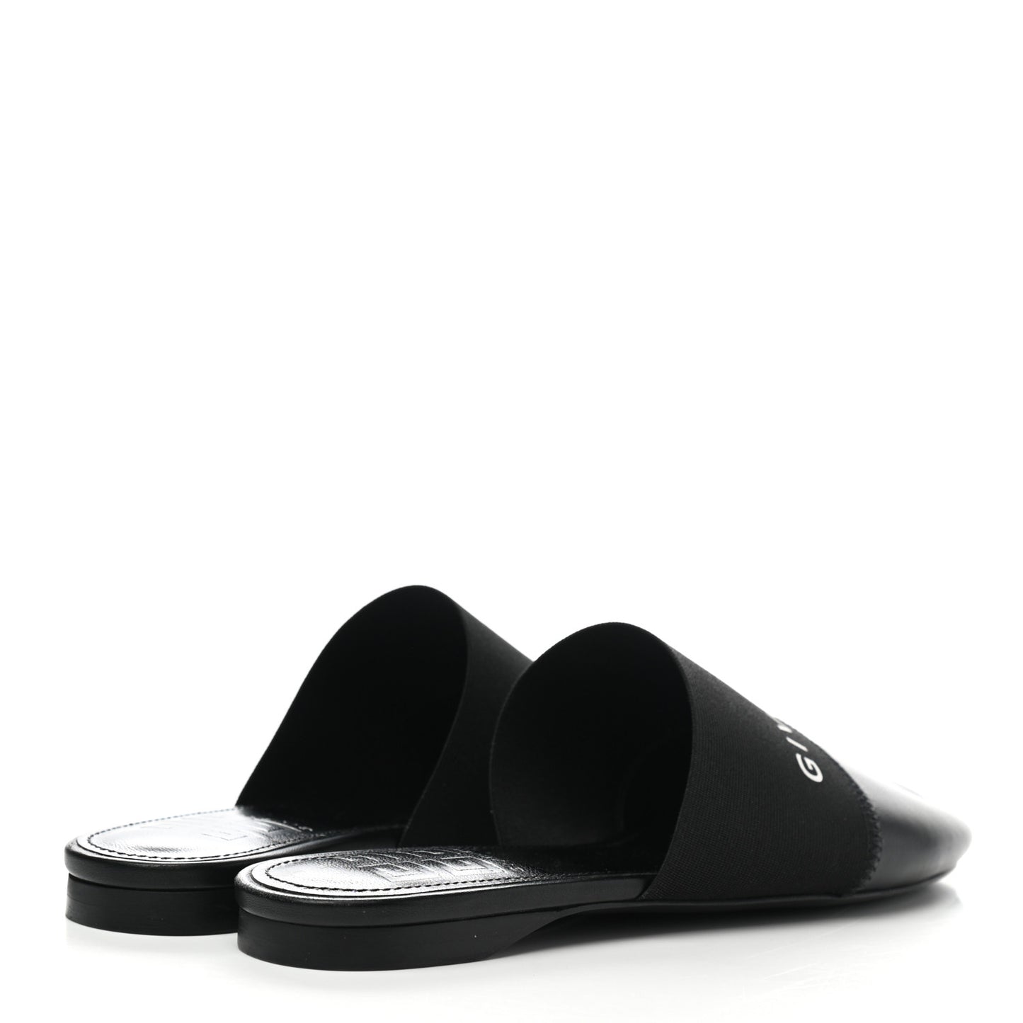 Calfskin Bedford Logo Mule Slides 35.5 Black