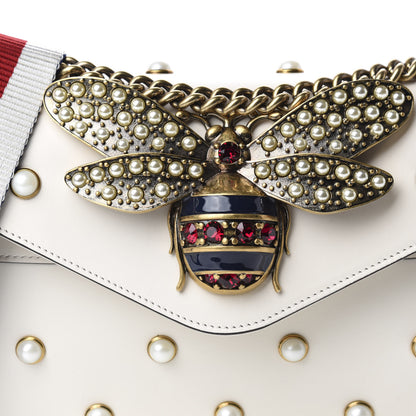 Gucci Nappa Pearl Studded Mini Queen Margaret Broadway Shoulder Bag Mystic White 10 of 11