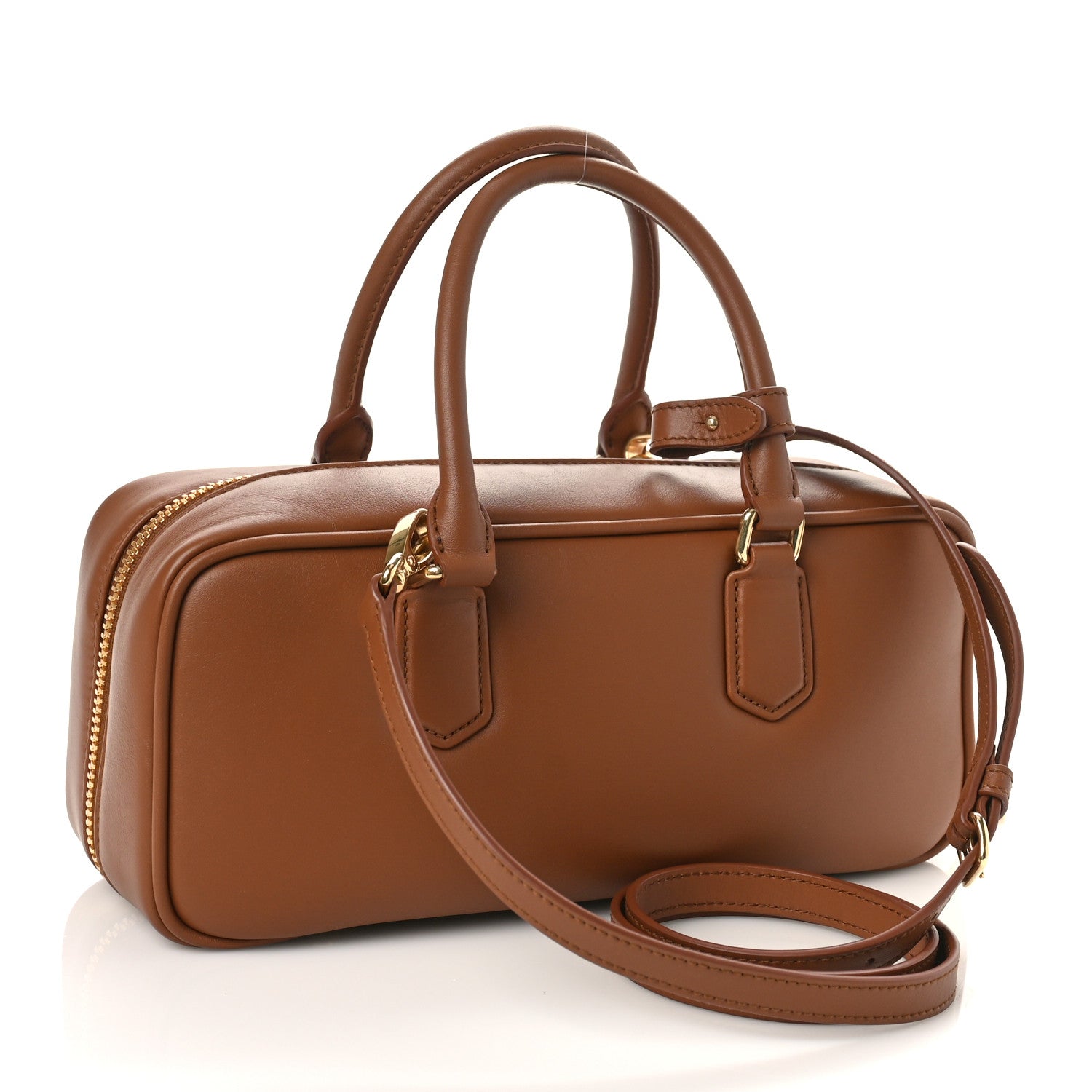 Miu Miu Calfskin Arcadie Top Handle Bag Cognac 1333781 – FASHIONPHILE