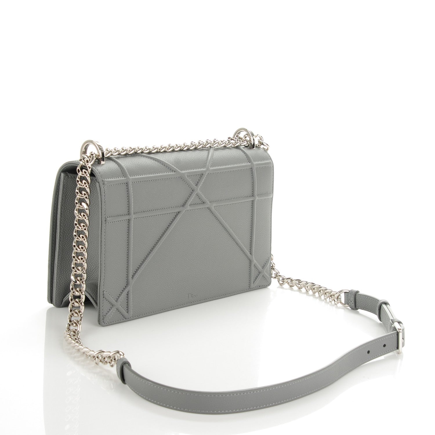 Christian Dior Grained Calfskin Medium Diorama Flap Bag Grey 3 of 8
