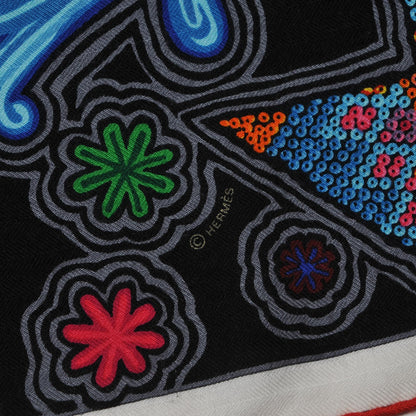 Hermes Cashmere Silk L'Arbre Du Vent Shawl 140 4 of 4