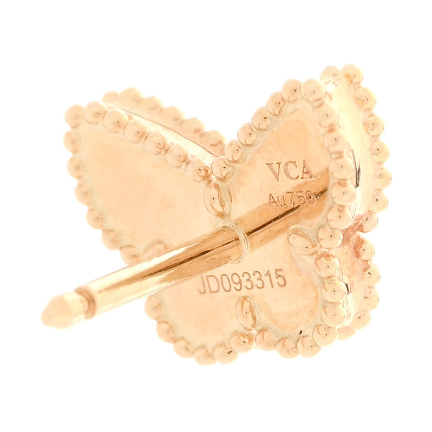 Van Cleef & Arpels 18K Yellow Gold Mother of Pearl Sweet Alhambra Butterfly Earrings 4 of 5