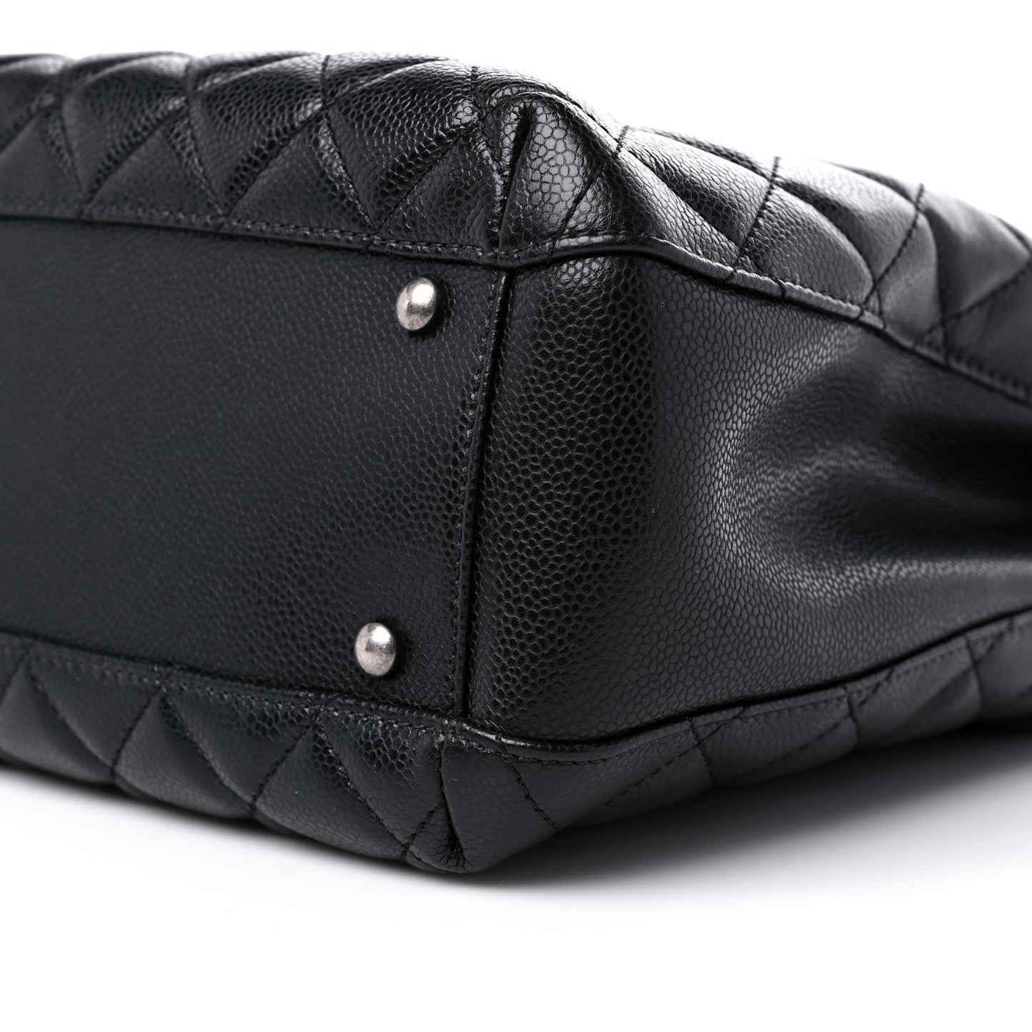 Caviar Quilted City Shopping Tote Black