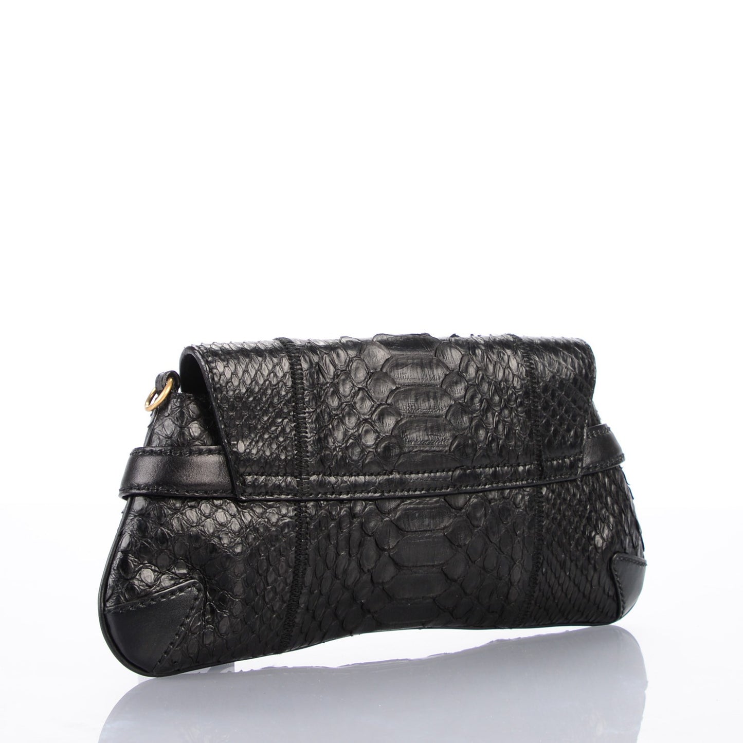 Python Horsebit Chain Clutch Black