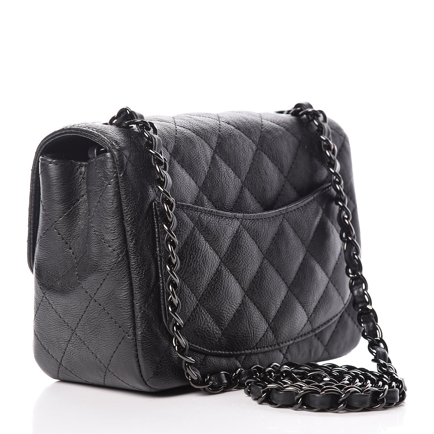 Chanel Crumpled Calfskin Quilted Mini Square Flap So Black 3 of 11
