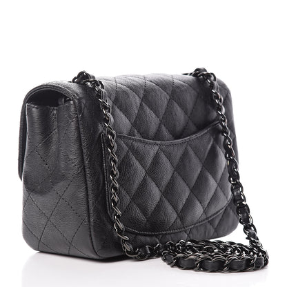 Chanel Crumpled Calfskin Quilted Mini Square Flap So Black 3 of 11