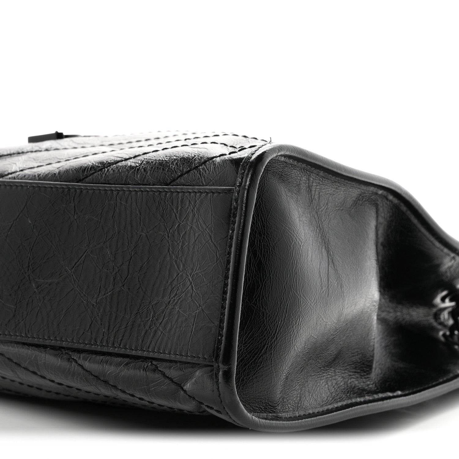 Saint Laurent Crinkled Calfskin Matelasse Monogram Medium Niki Shopper Tote Black 10 of 10