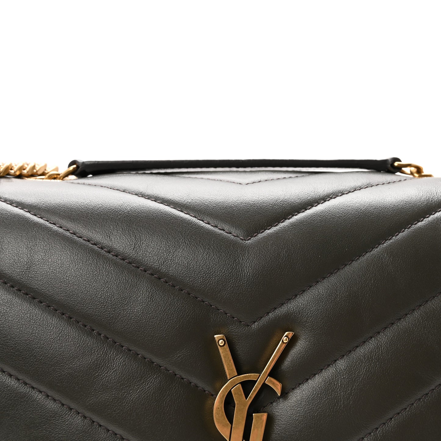 Calfskin Y Quilted Monogram Medium Loulou Chain Satchel Military Olive