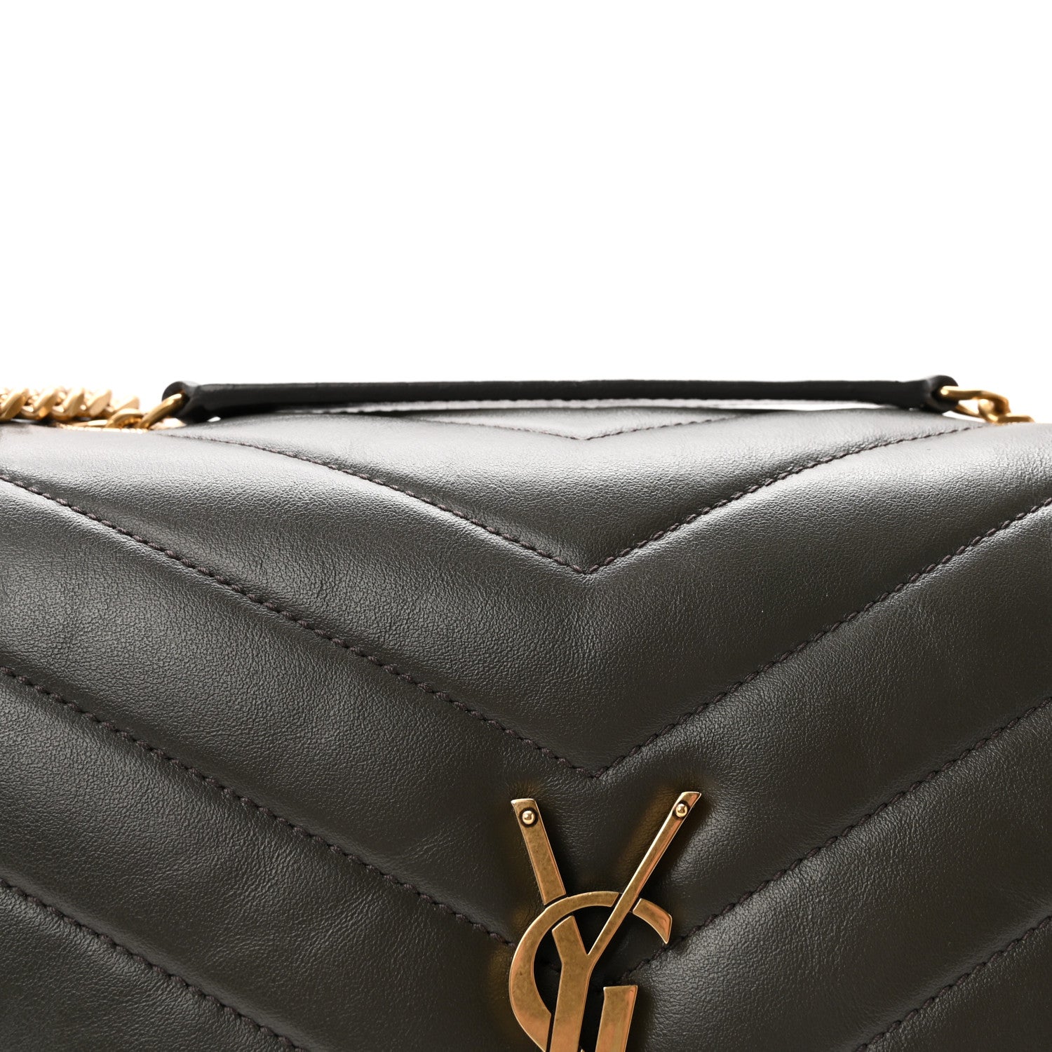 Saint Laurent Calfskin Y Quilted Monogram Medium Loulou Chain Satchel Military Olive 7 of 9