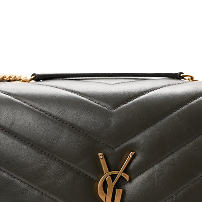 Saint Laurent Calfskin Y Quilted Monogram Medium Loulou Chain Satchel Military Olive 7 of 9