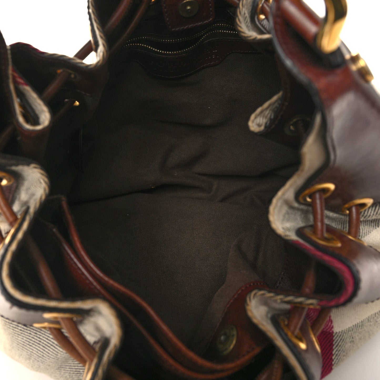 Canvas Mega Nova Check Warrior Shoulder Bag Brown