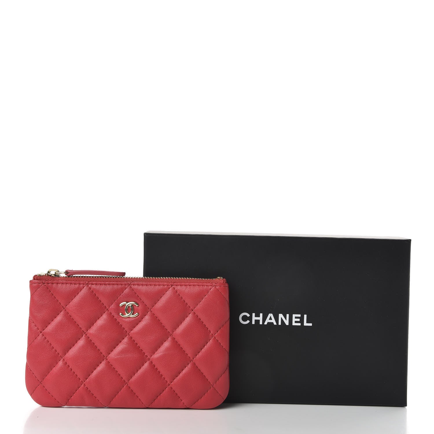Chanel Lambskin Quilted Cosmetic Case Red 8 of 8