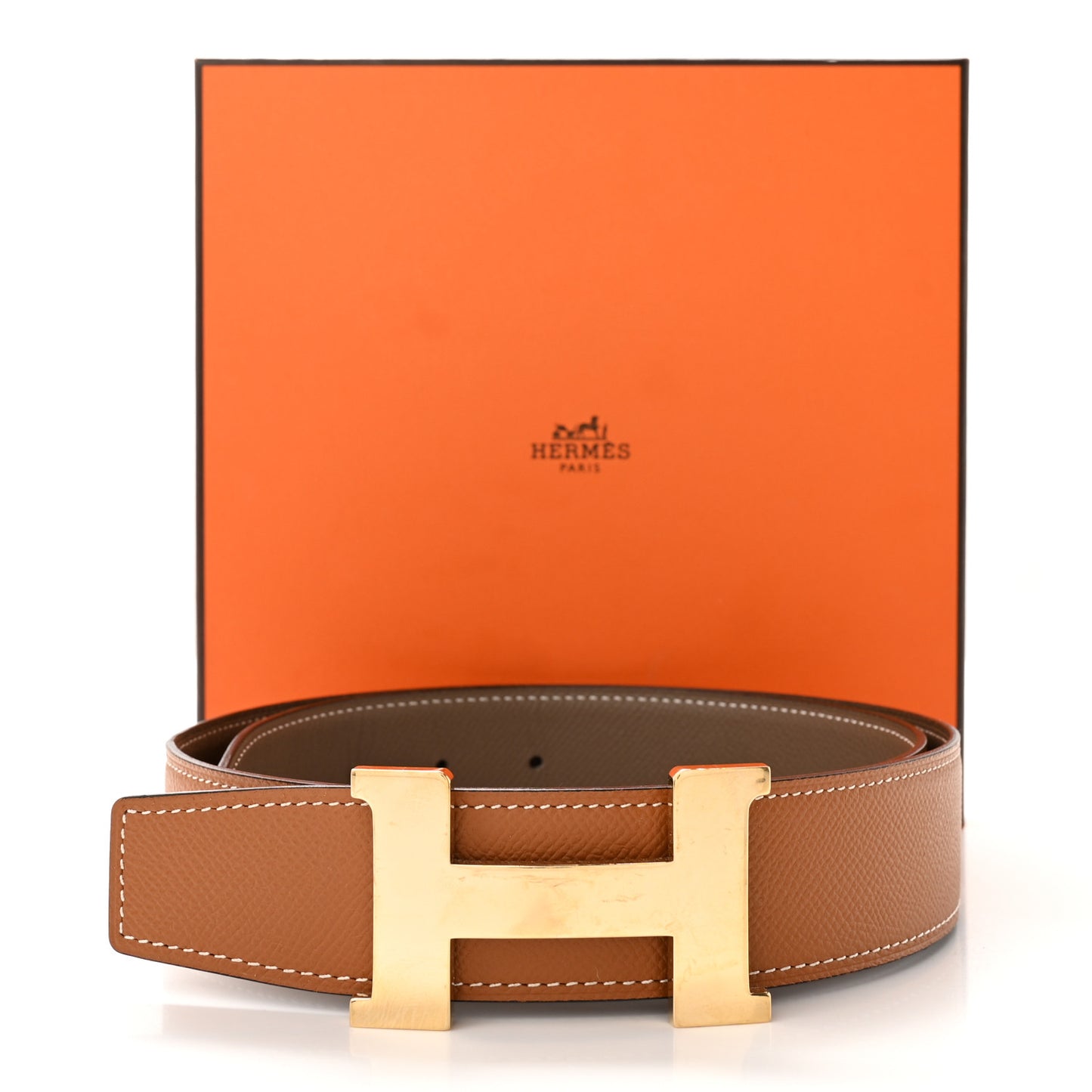 Epsom 38mm Constance H Belt 80 Etoupe Gold