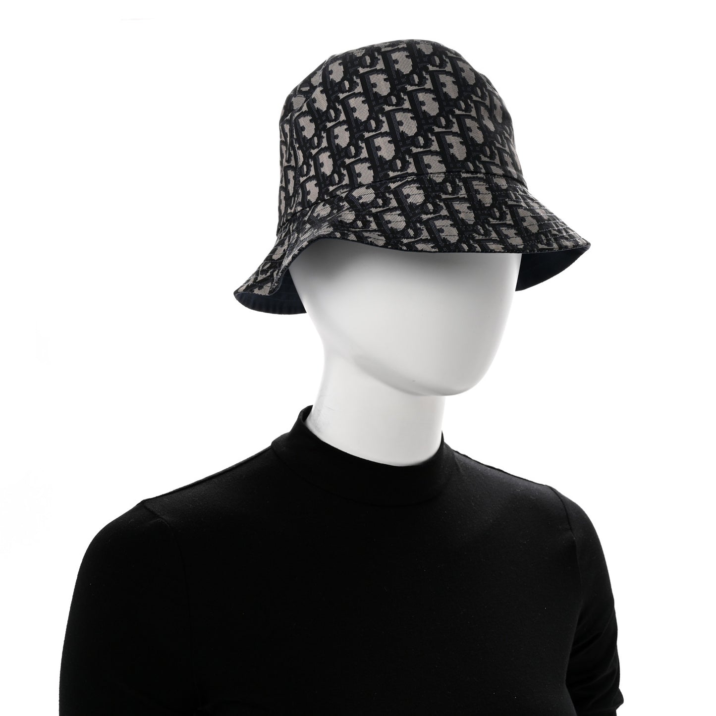 Nylon Oblique Reversible Teddy-D Brim Bucket Hat Blue