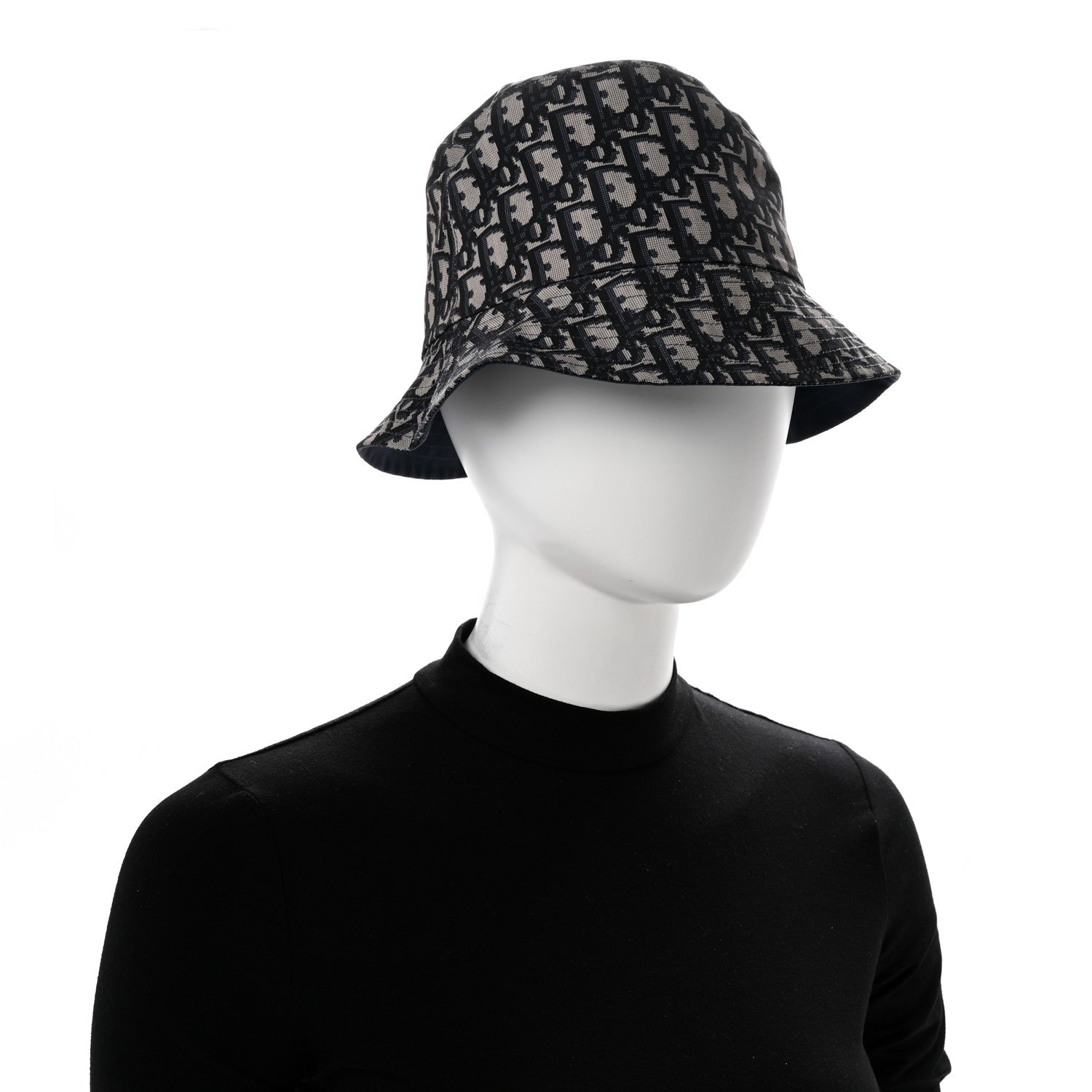 Christian Dior Nylon Oblique Reversible Teddy-D Brim Bucket Hat Blue 2 of 9