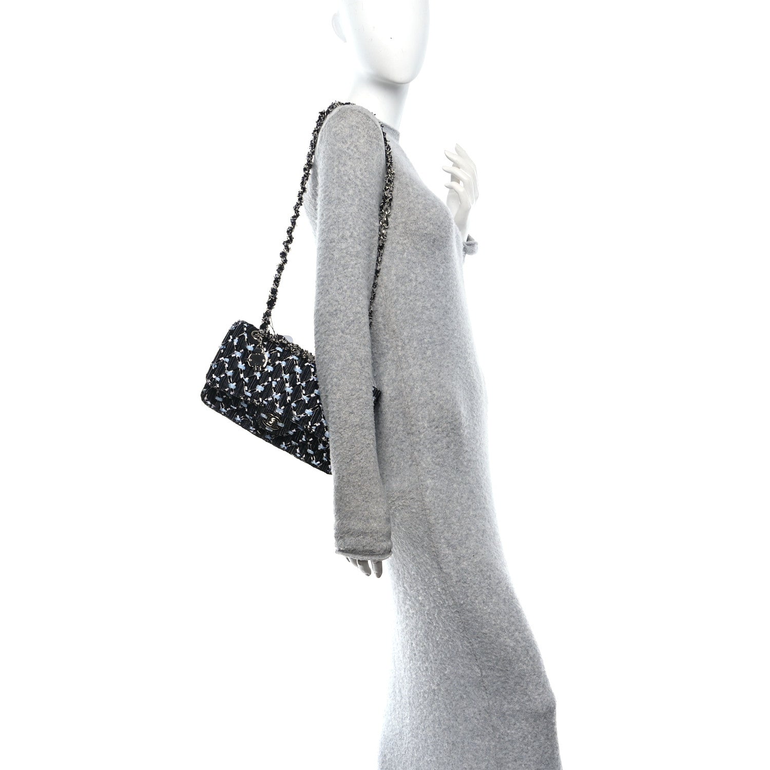 Chanel Denim Woven Medium Flap Light Blue 2 of 11
