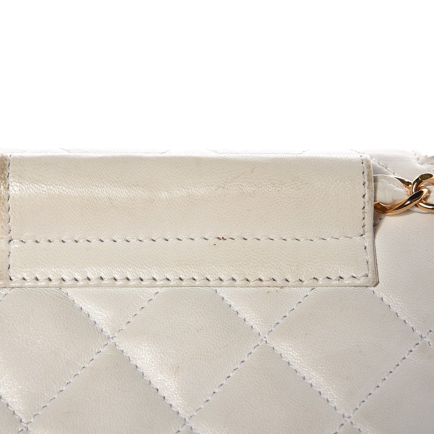 Lambskin Quilted Flap Waist Belt Bag White