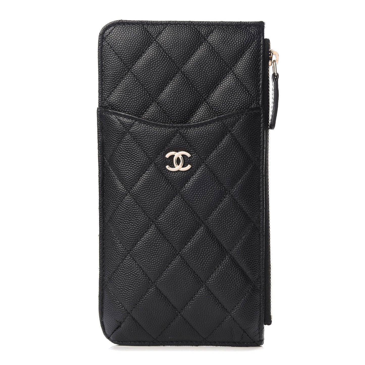 Caviar Quilted Classic Flat Wallet Pouch Black