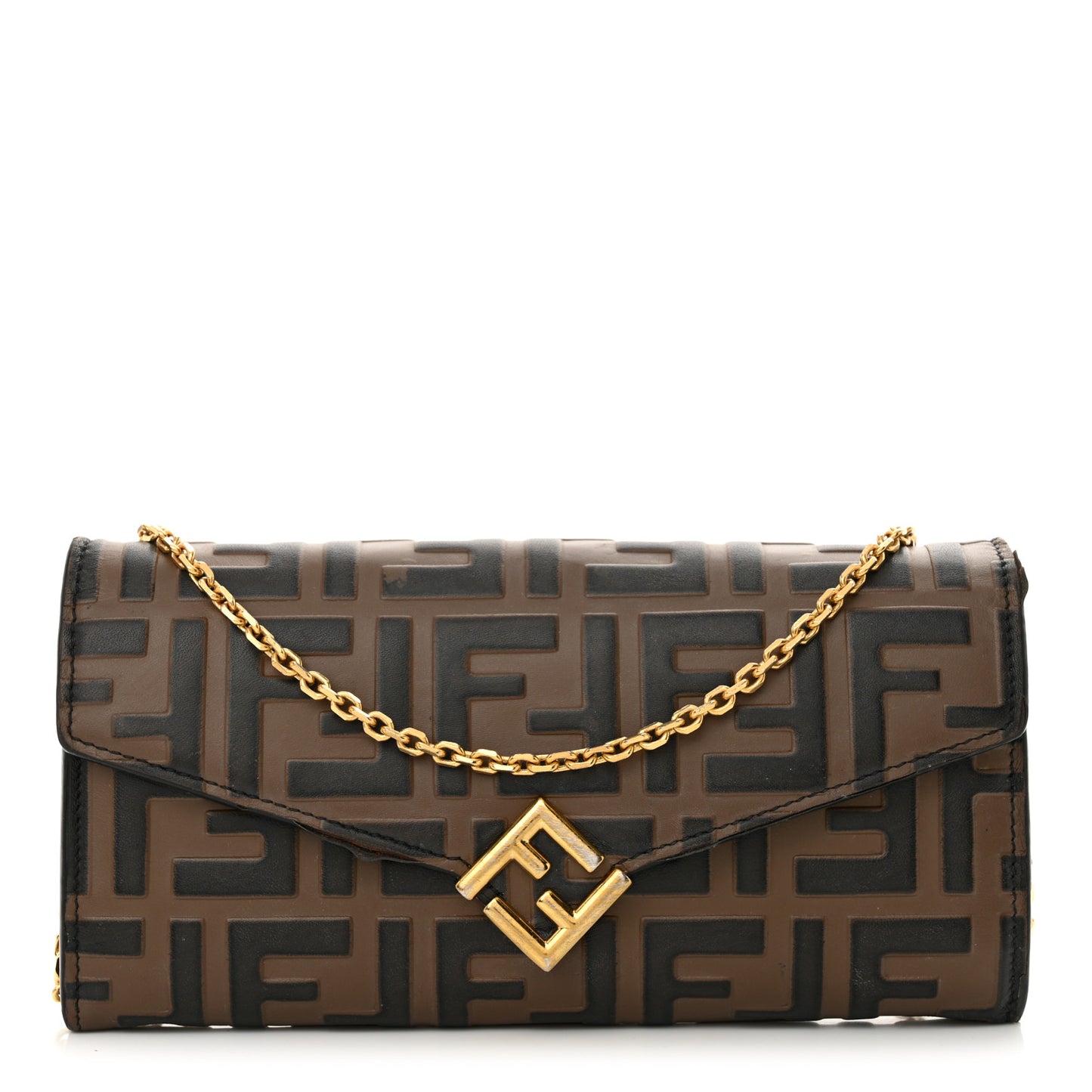 Vitello Soft FF Diamonds Continental Envelope Wallet On Chain Maya Black