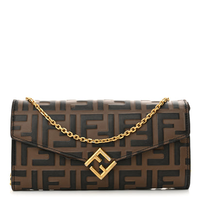 Fendi Vitello Soft FF Diamonds Continental Envelope Wallet On Chain Maya Black 1 of 14