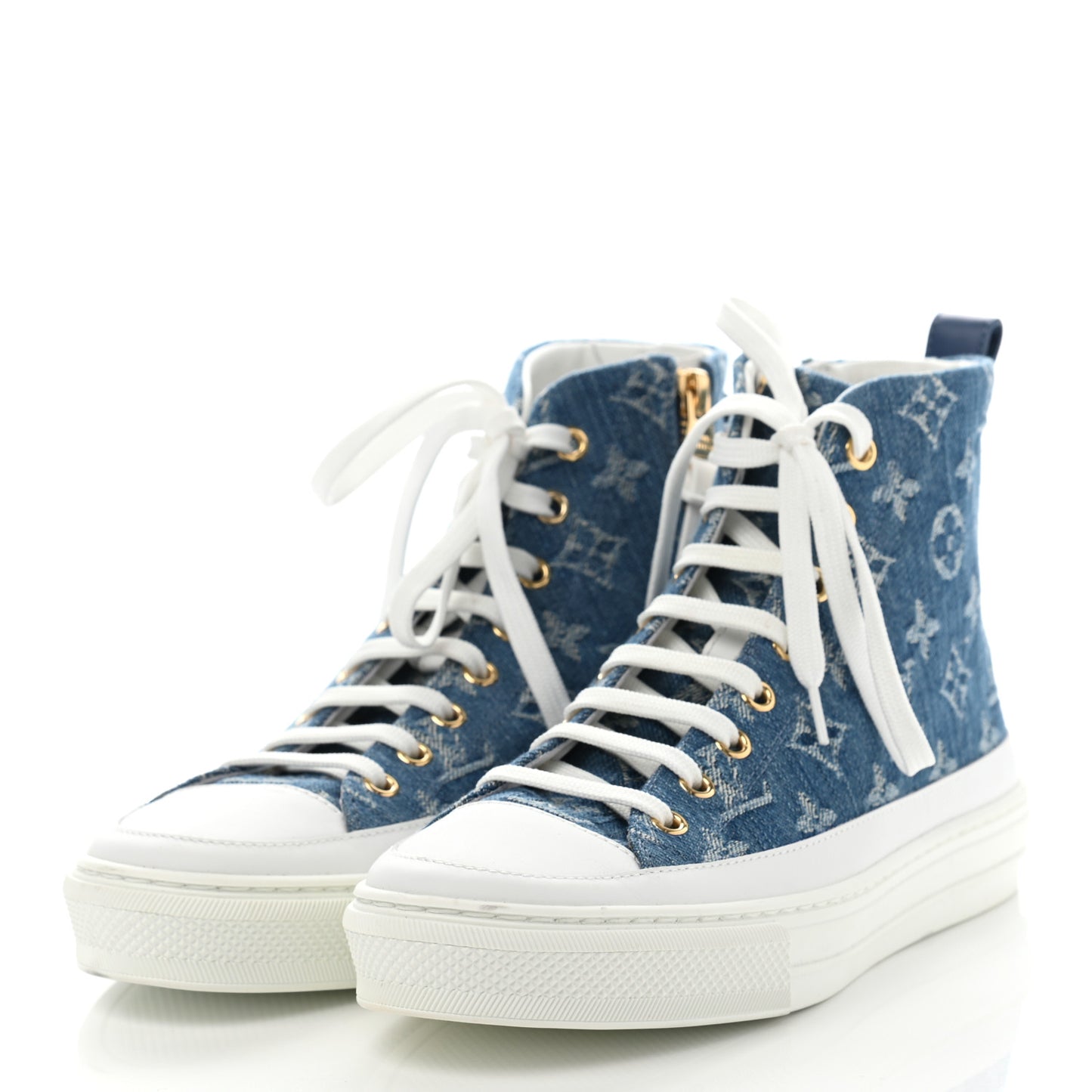 Denim Monogram Stellar Sneaker Boots 38.5 Bleu Jeans Blue