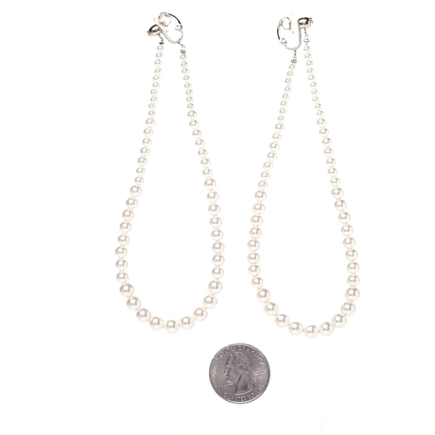Chanel Pearl CC Drop Clip On Earrings Gold 2 of 7
