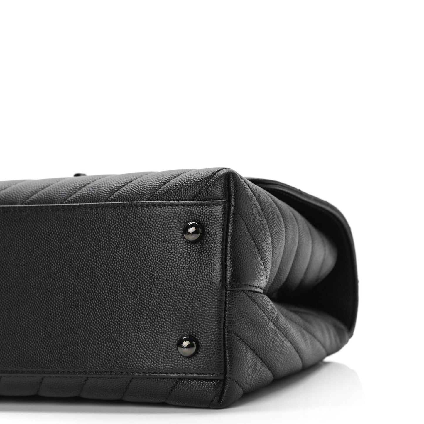 Caviar Chevron Quilted Small Coco Handle Flap So Black