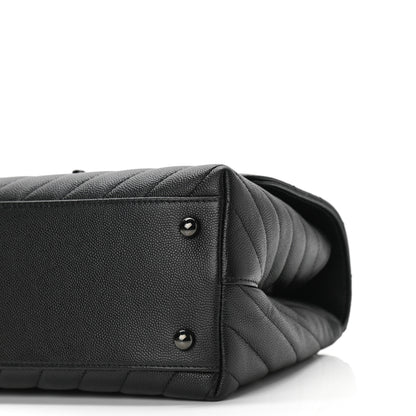 Chanel Caviar Chevron Quilted Small Coco Handle Flap So Black 10 of 10