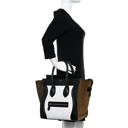 Celine Smooth Calfskin Suede Mini Tri-Color Luggage White 2 of 12