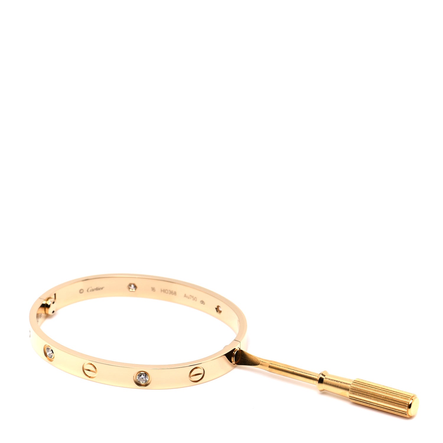Cartier 18K Yellow Gold 4 Diamond LOVE Bracelet 16 5 of 7