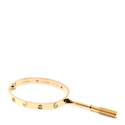 Cartier 18K Yellow Gold 4 Diamond LOVE Bracelet 16 5 of 7