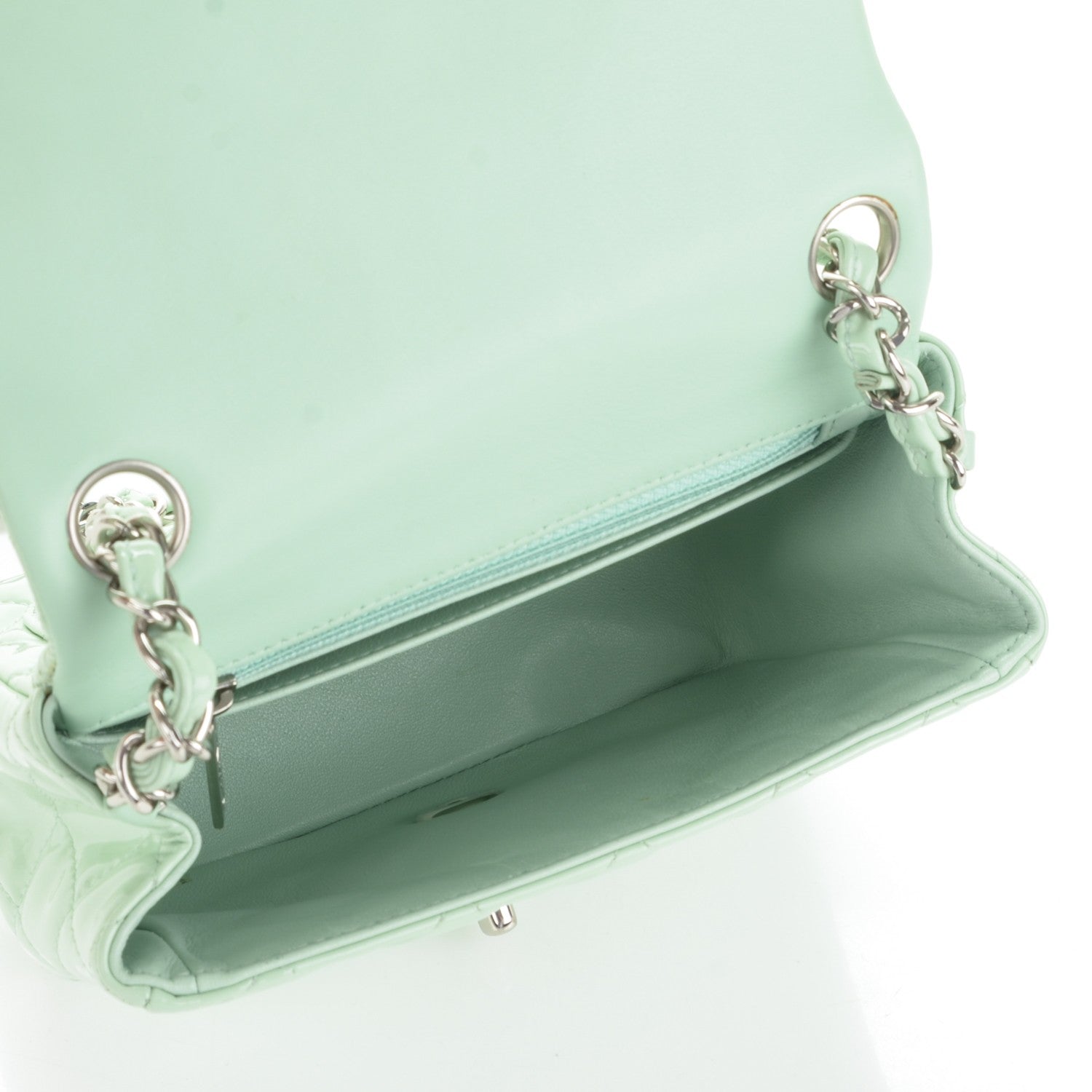 Chanel Patent Calfskin Quilted Mini Square Flap Light Green 5 of 7