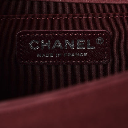 Chanel Nubuck Bull Chevron Quilted Medium Boy Flap Burgundy 6 of 8