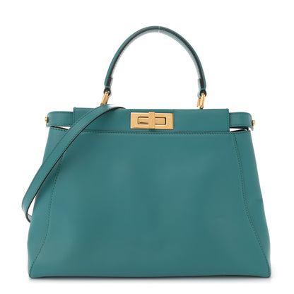 Fendi Vitello Morgan Fabric Jacquard Pequin Medium Peekaboo Iconic Satchel Lago Tobacco Black 1 of 15