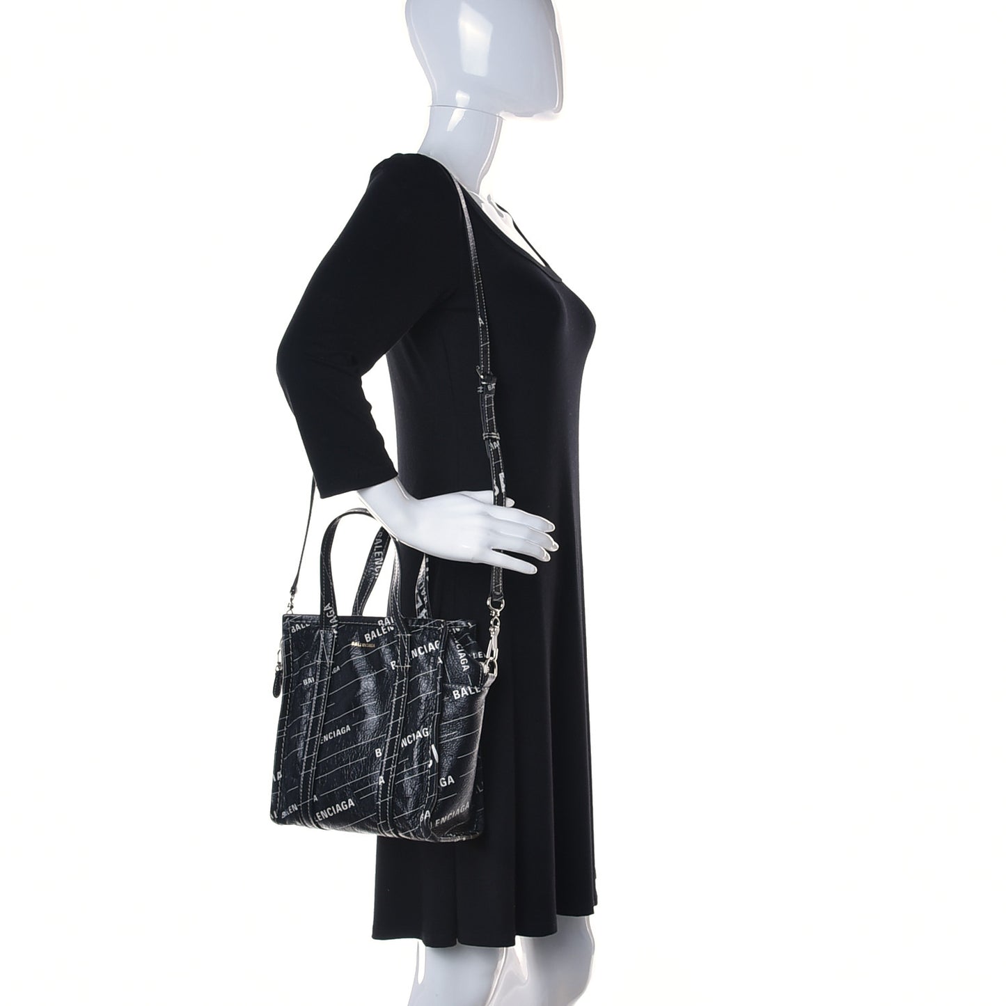 Agneau Arena Logo Multicolor Print XS Bazar Shopper Tote Black White