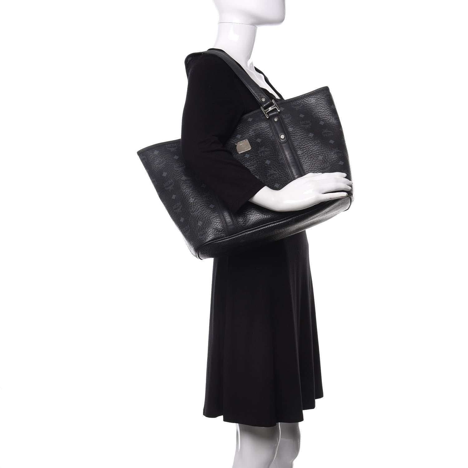 MCM Visetos Shopping Tote Black 2 of 10