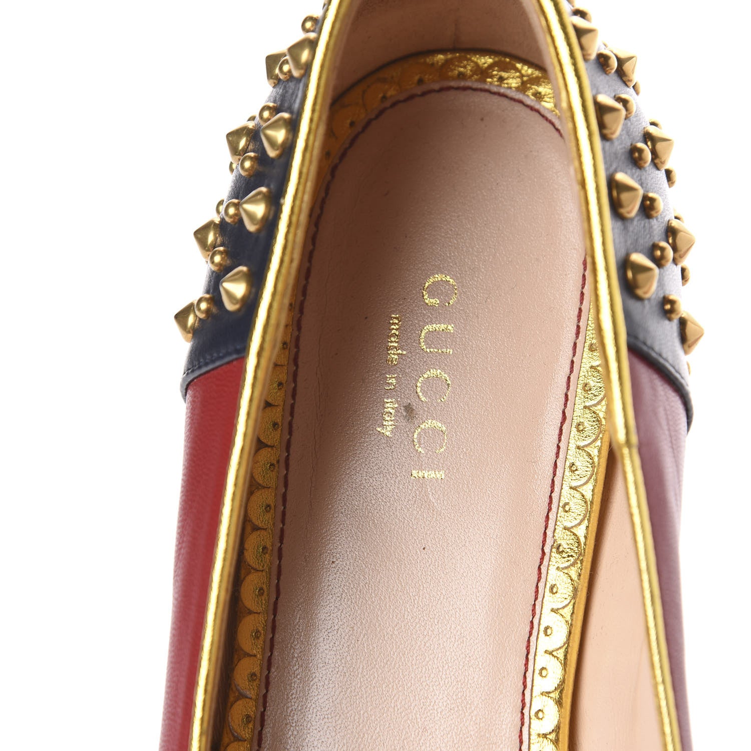 Gucci Calfskin Studded Lexi Ballerina Flats 38 Red 7 of 13