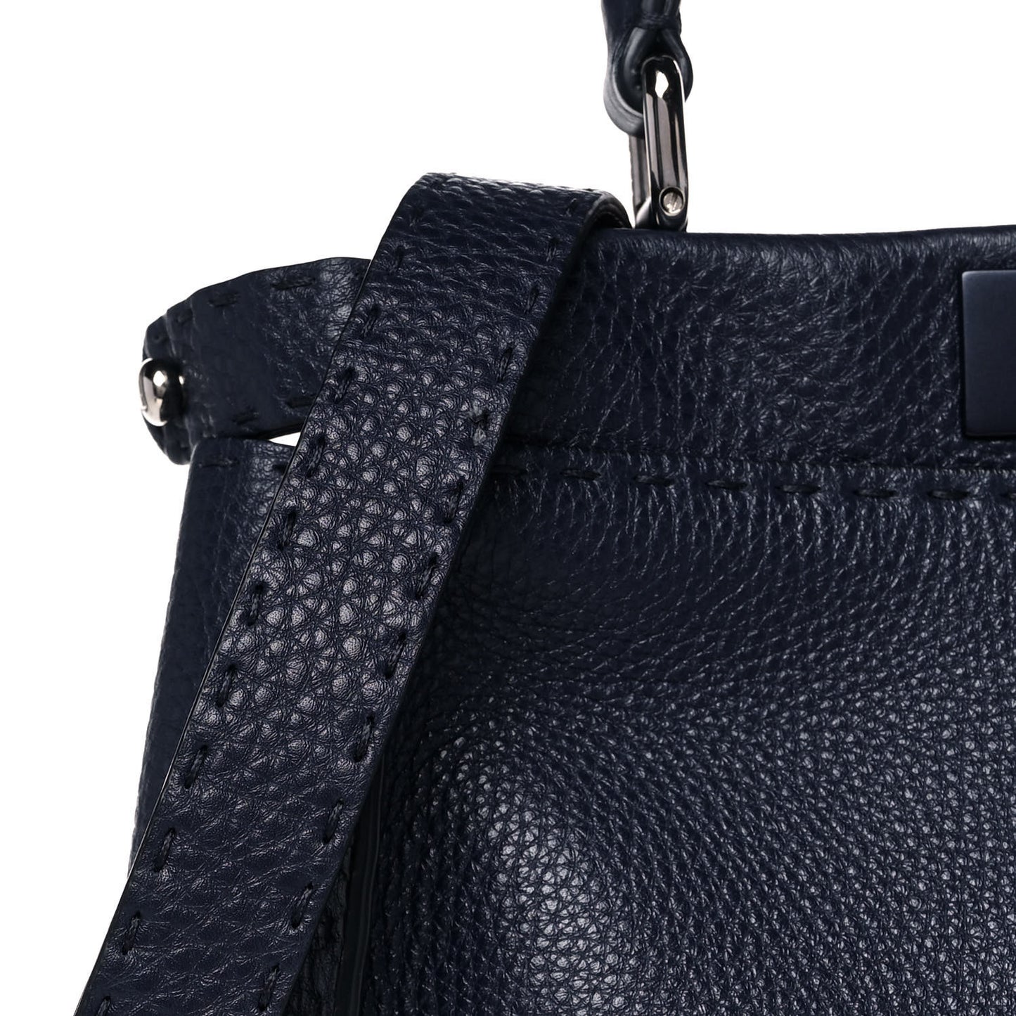 Cuoio Romano Selleria Medium Peekaboo Iconic Satchel Blue Notte
