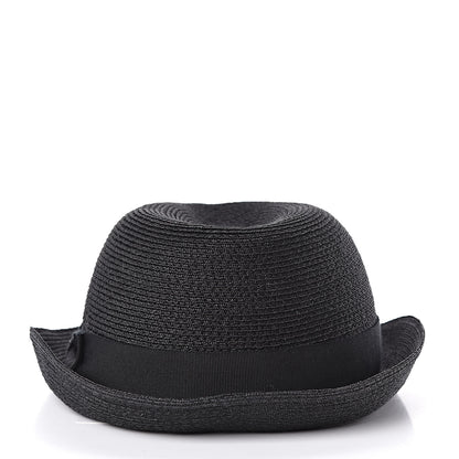 Chanel Straw CC Fedora Hat M Black 3 of 5