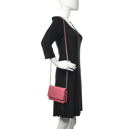 Chanel Lambskin Quilted Wallet On Chain WOC Pink 2 of 12