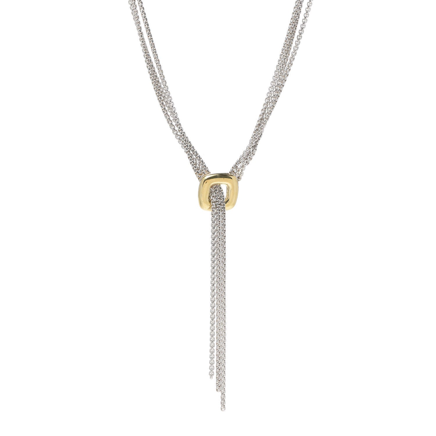 David Yurman Sterling Silver 18K Yellow Gold Lariat Waterfall Necklace 1 of 4